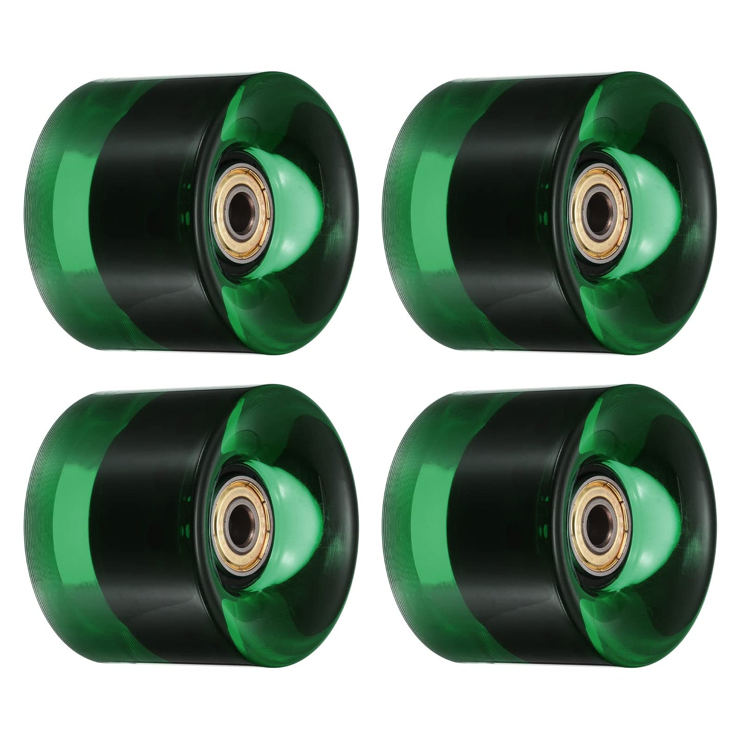 PATIKIL 60mm Longboard Wheels with Bearings ABEC-11, 4 Pack Street Wheels for Skateboards Cruiser Wheel Replacement 80A, Clear Green Golden