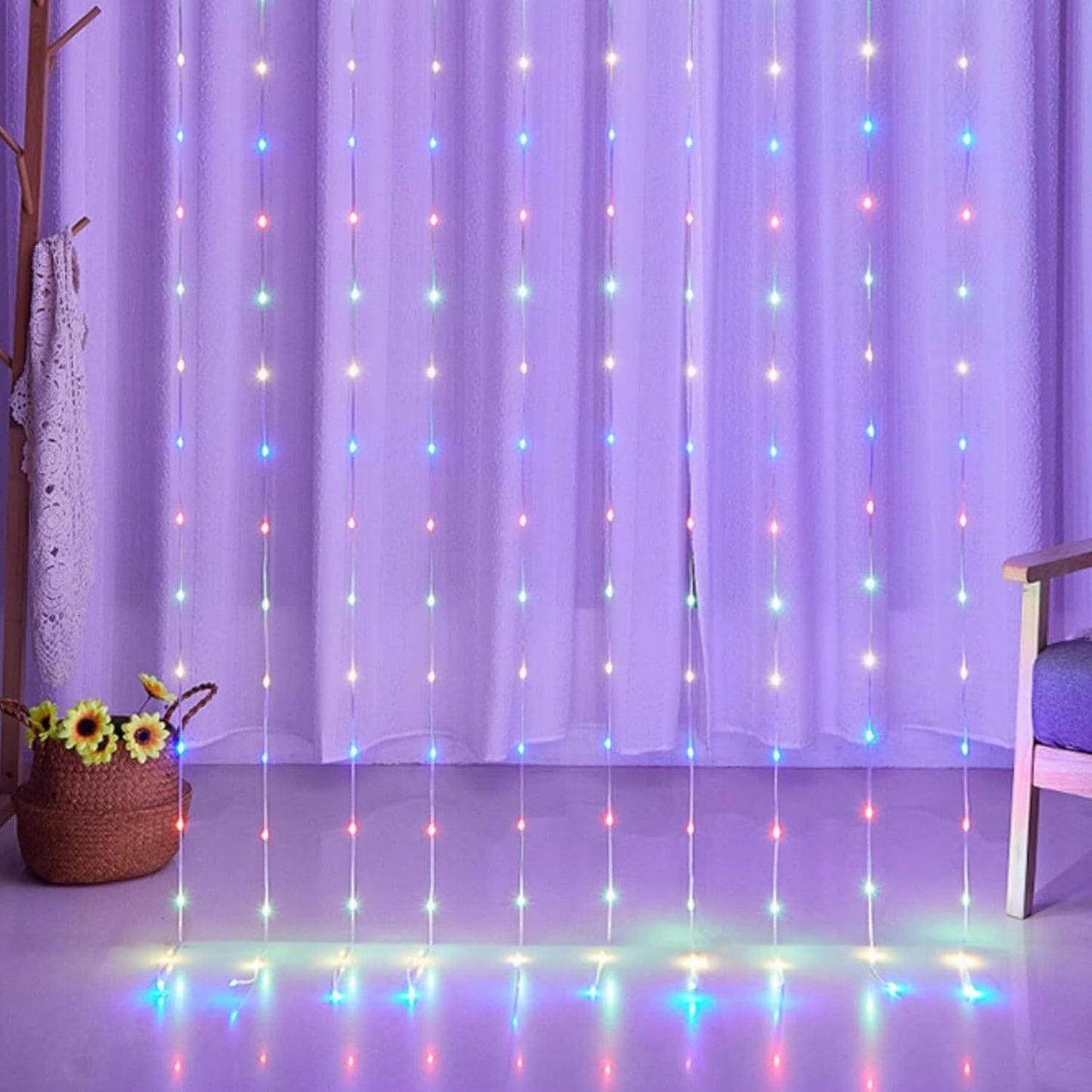 Skiennix 300 LED Fairy Curtain Lights - 9.8 x 9.8FT Warm White USB Plug with 8 Modes & Remote for Indoor/Outdoor Decor