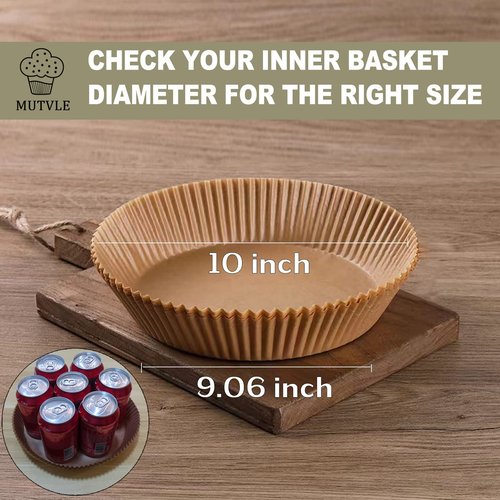10 Inch Air Fryer Disposable Paper Liner Round, [ XXL Size] 100Pcs Parchment Paper Liners for 7QT Air Fryer, Non-stick, Food Grade Baking