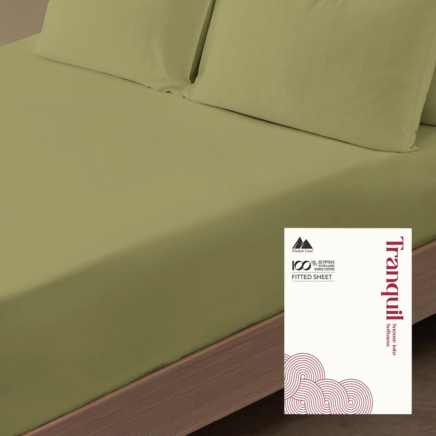 Mayfair Linen 100% Egyptian Cotton Deep Pocket King Fitted Sheet - Luxury 800 Series Tranquil Collection King Fitted Sheet Only (Sage Green), Soft Cooling Hotel Bottom Sheets, Fits Upto 18" Mattress