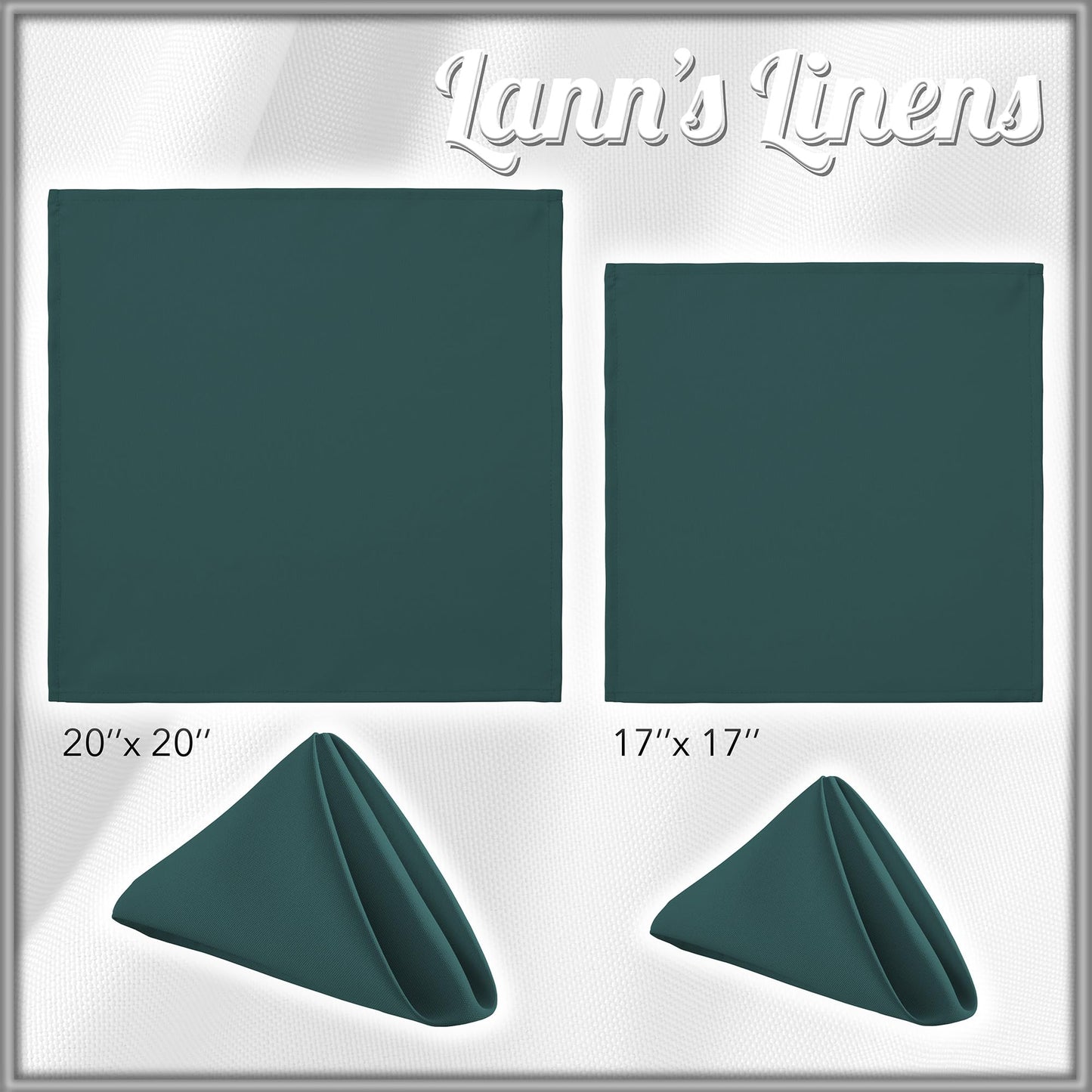 Lann's Linens Set of 12 Cloth Dinner Napkins, 20-inch Polyester Napkins, Washable and Reusable Fabric for Wedding, Hotel, Restaurant - Hunter Green