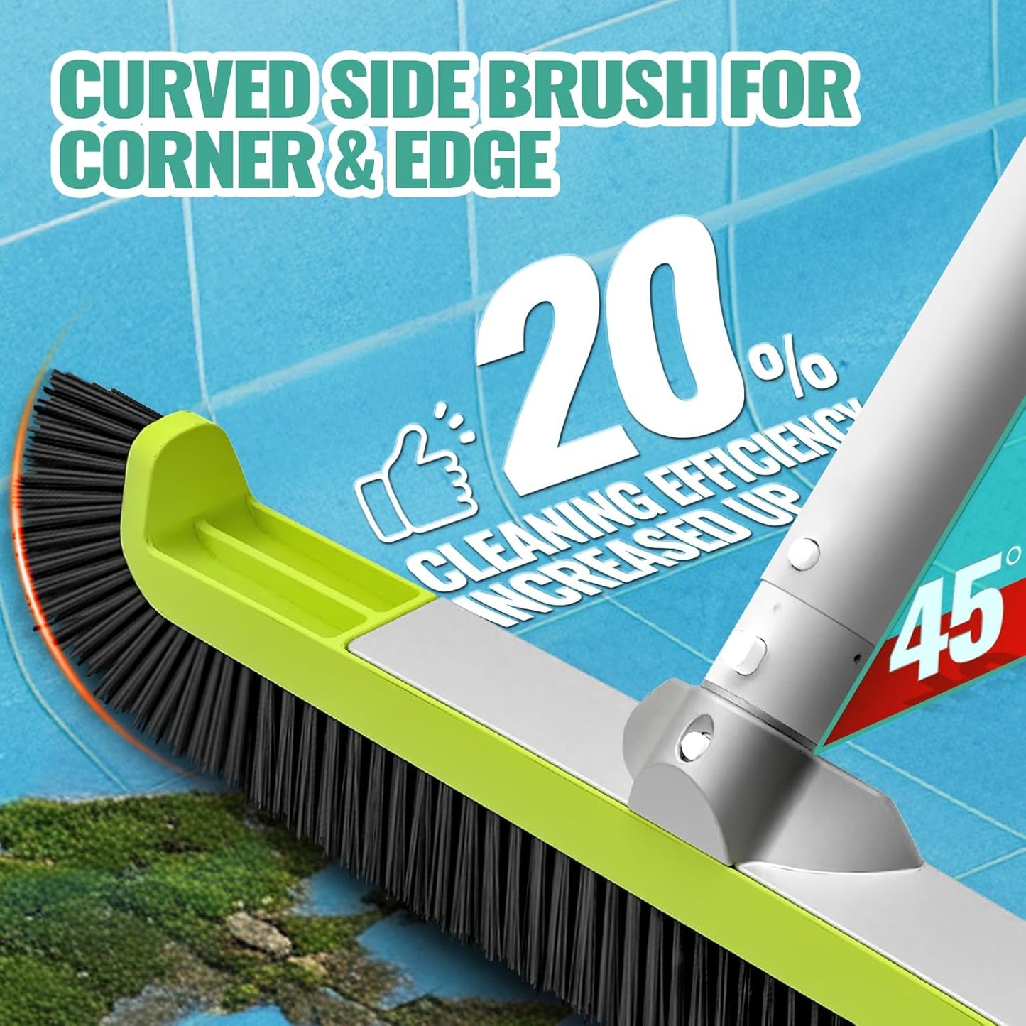 Pool Brush Head - 18” High-Efficiency Scrub Brush for Tile, Fiberglass & Vinyl Pools | Fits Φ1.25” Poles