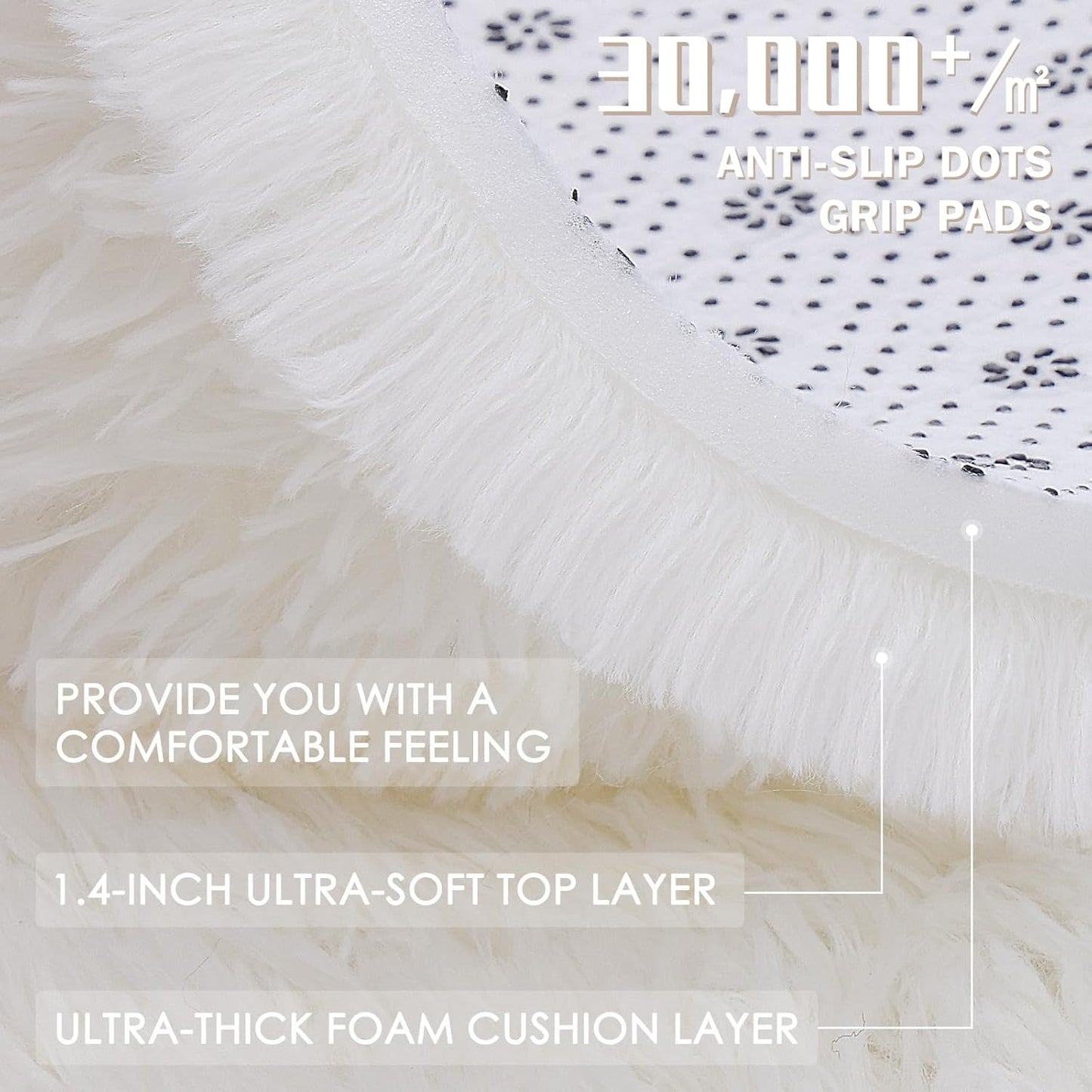 OLANLY Large Area Rug - Soft Fluffy Shaggy Indoor Carpet for Living Room & Bedroom | Ivory 6x8