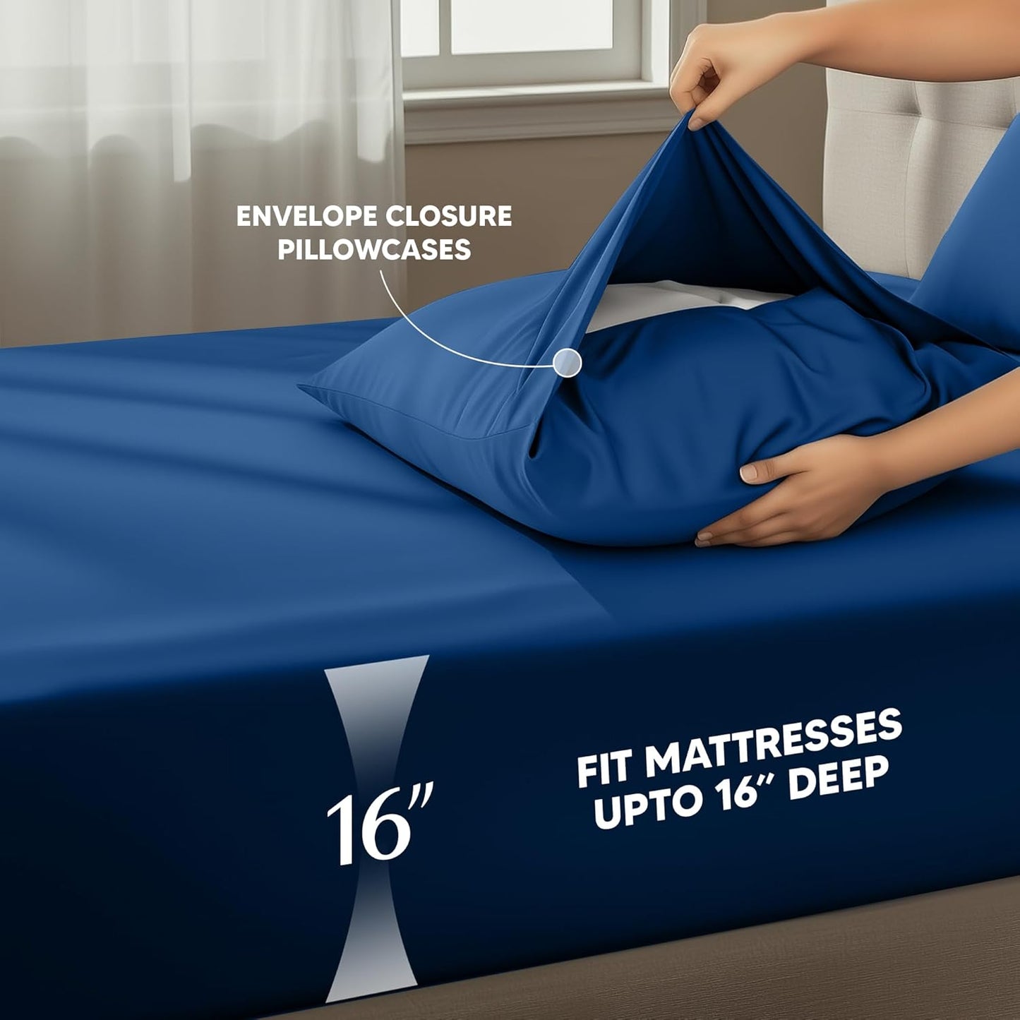 Utopia Bedding King Size Sheet Set - 4-Piece Soft Microfiber Bed Sheets | Oeko-Tex Certified (Dusk Blue)