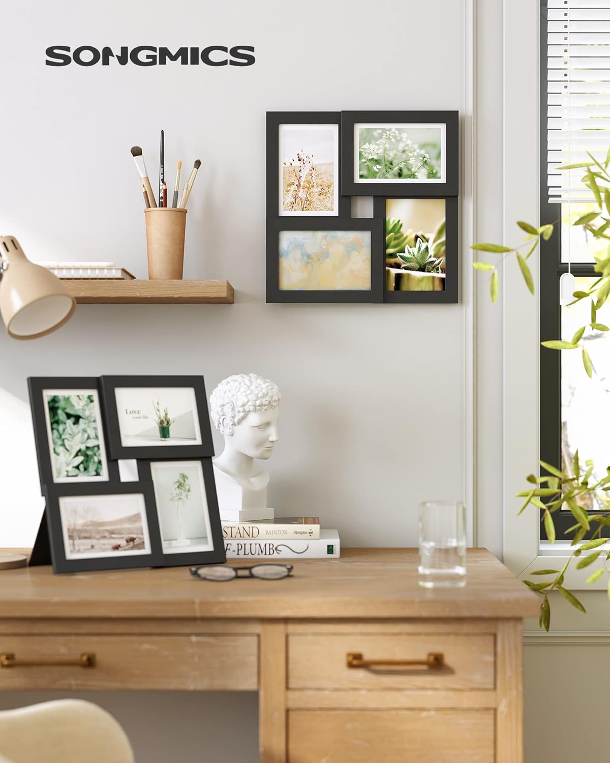 SONGMICS Collage Picture Frames - Set of 4, 4x6 Multi-Photo Wall Decor in Ink Black | Perfect for Gallery Displays