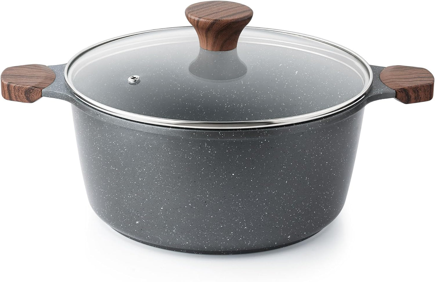 SENSARTE Nonstick Stock Pot - 4.5 Quart Induction Cooking Pot with Tempered Glass Lid | Gray, PFOA-Free