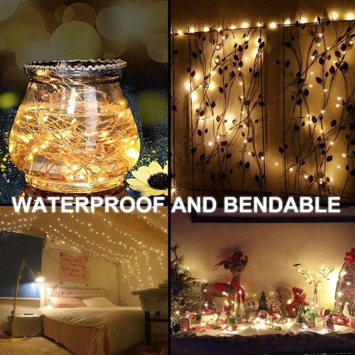 Decute 100 LED Photo Clip String Lights - 33FT USB Powered Fairy Lights for Pictures | Warm White