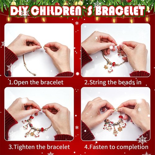 Christmas Vacation Advent Calendar - 24-Day Countdown with 2 DIY Charm Bracelets for Kids & Adults