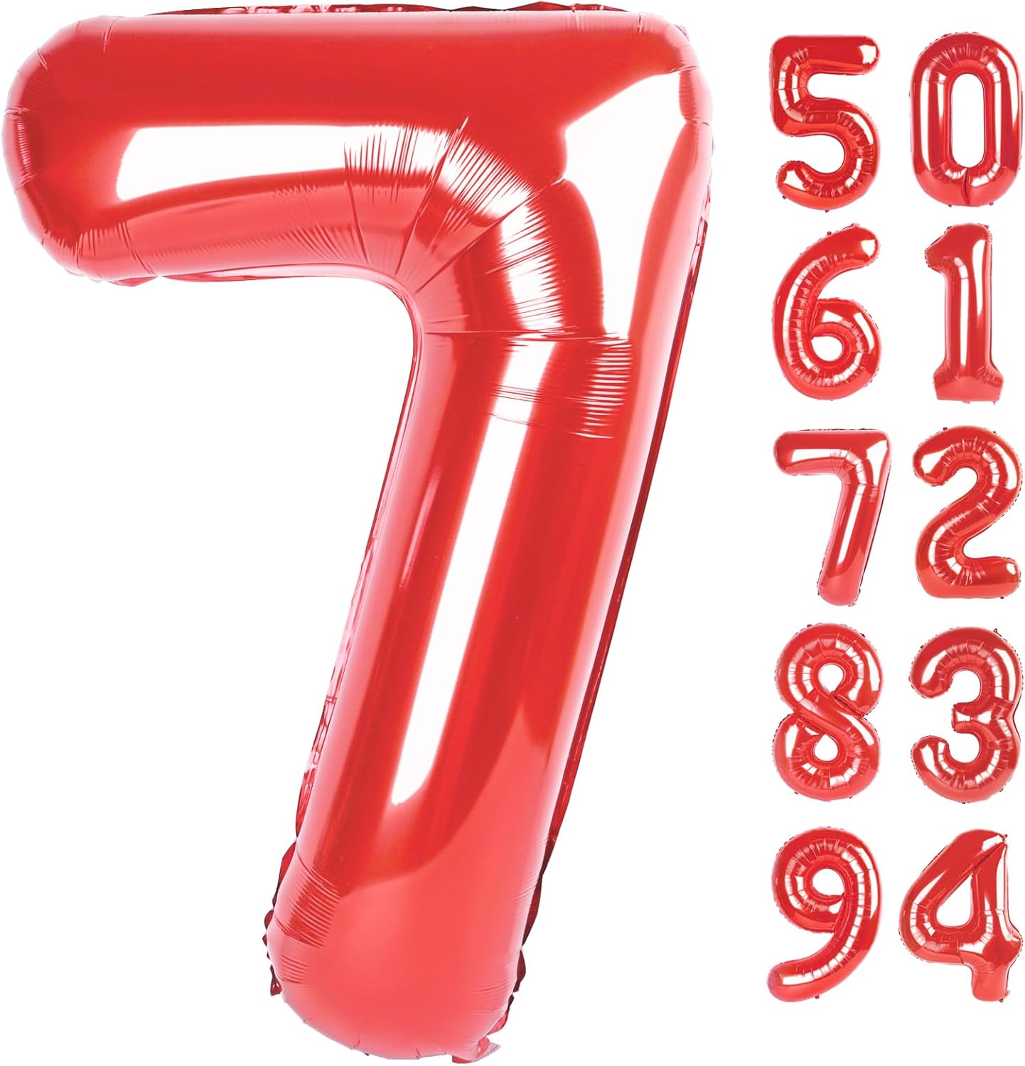 Red 7 Balloon - 40 Inch Number Balloon for Stunning 7th Birthday Party Decorations