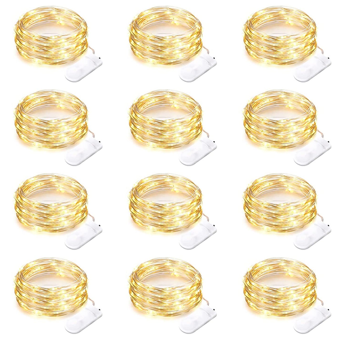 Yiaht 12 Pack Fairy Lights Battery Operated String Lights 7 Feet 20 Led Waterproof Christmas Lights Silver Wire Firefly Starry Moon Lights for Bedroom DIY Party Wedding Patio Christmas
