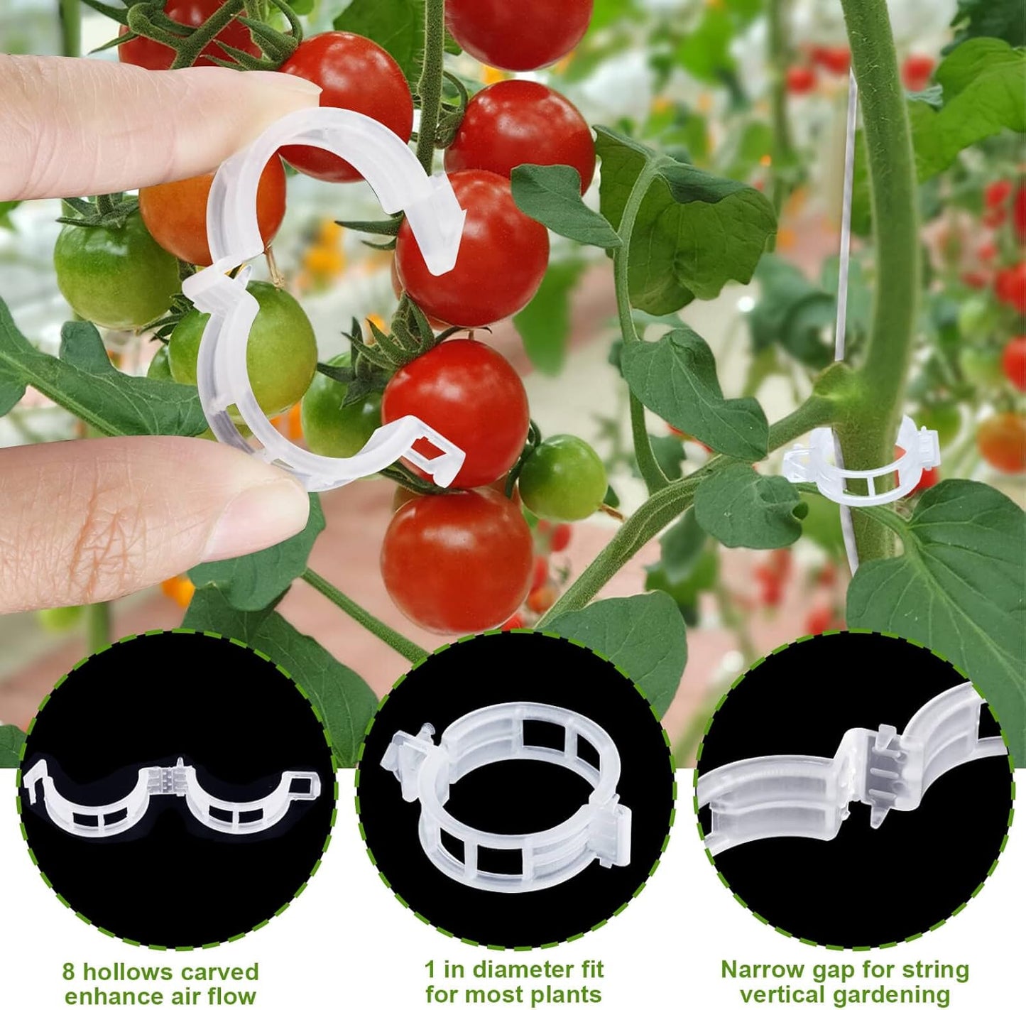 Skiennix 60Pcs Tomato Support Hooks - Durable Plant Clips with 33.3ft Twine for Secure Growth