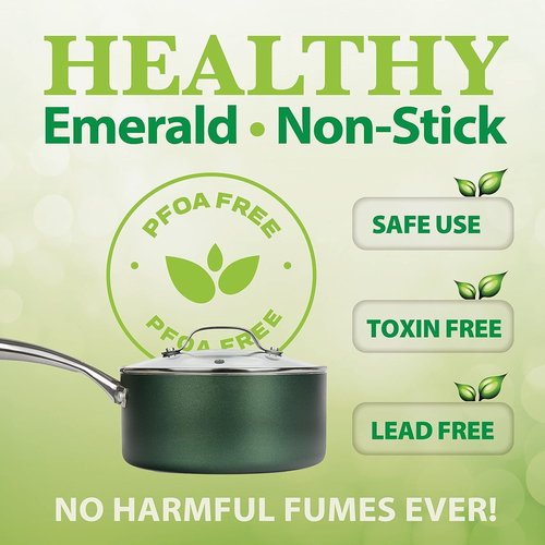 Granitestone 10-Inch Nonstick Frying Pan - PFOA Free, Oven Safe to 500°F, Emerald Green