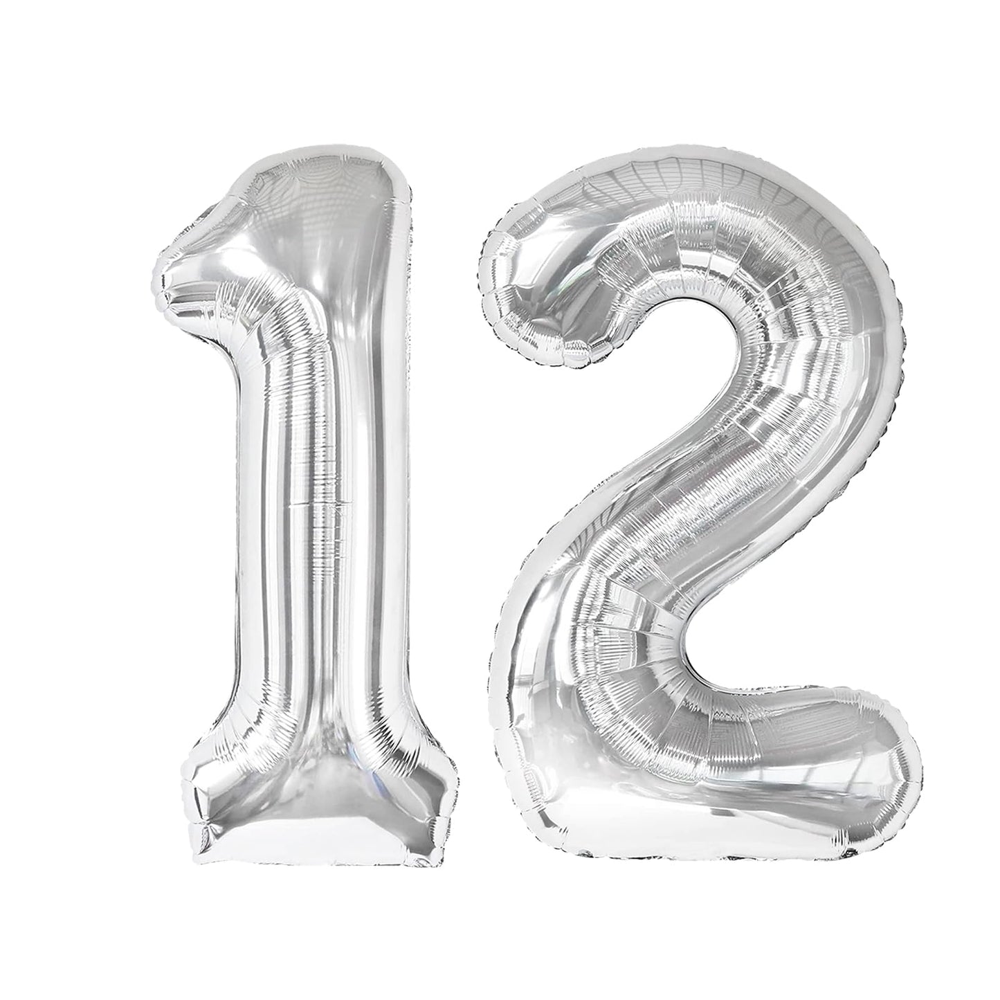 Silver Number 12 Balloon 40 inch, 12 Number Balloons, 12th Silver Birthday Decorations for Girls Boys Kids, 12 Year Old Silver Party Supplies