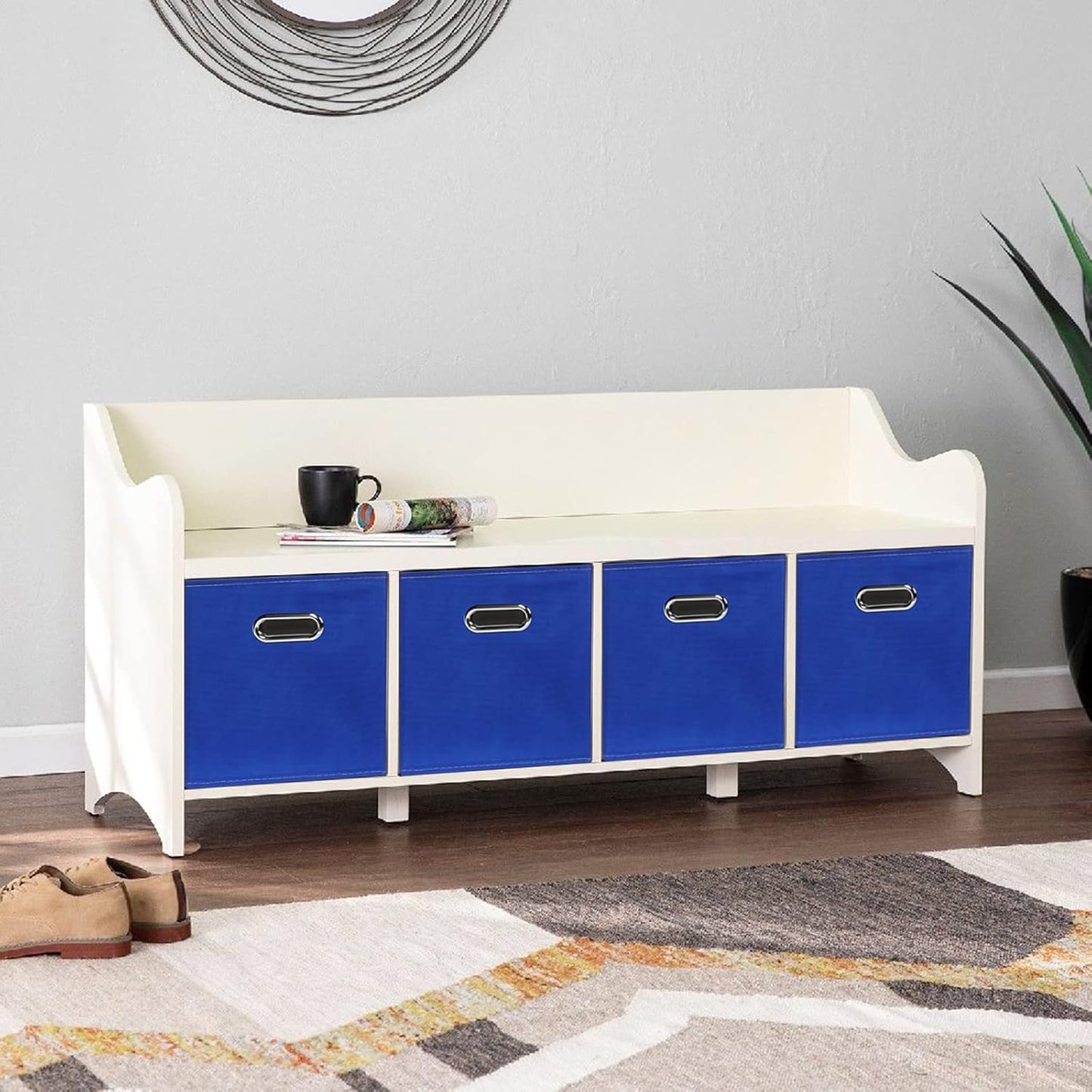 Skiennix Fabric Cube Storage Bins - Foldable Organizer with Dual Handles | Set of 6 - Dark Blue