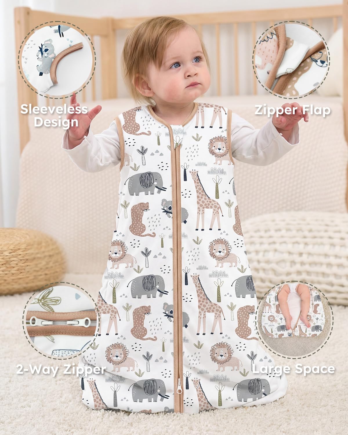 Yoofoss Baby Sleep Sack - 1.5 Tog Wearable Blanket for 12-18 Months | 100% Organic Cotton, Warm & Comfy