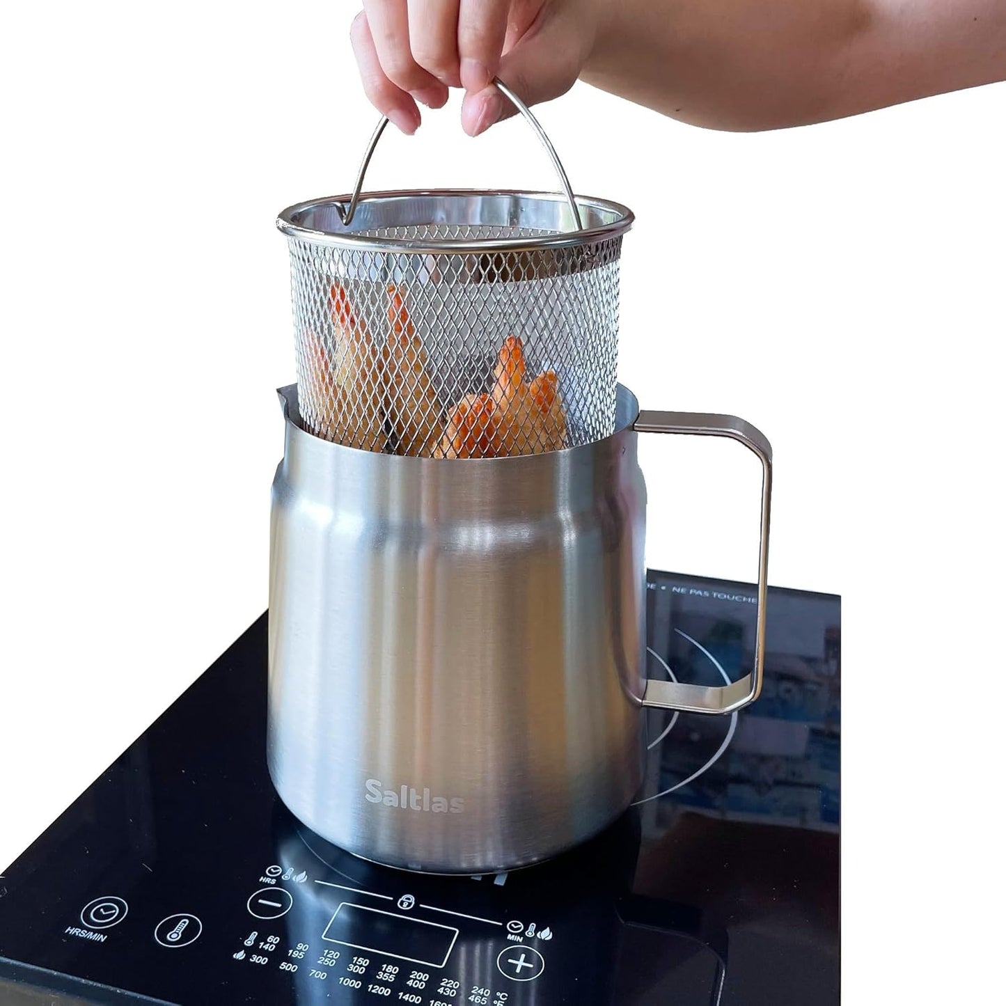 Saltlas 304 Stainless Steel Deep Fryer Pot - Double Bottom Design for Even Heating | 2L Capacity