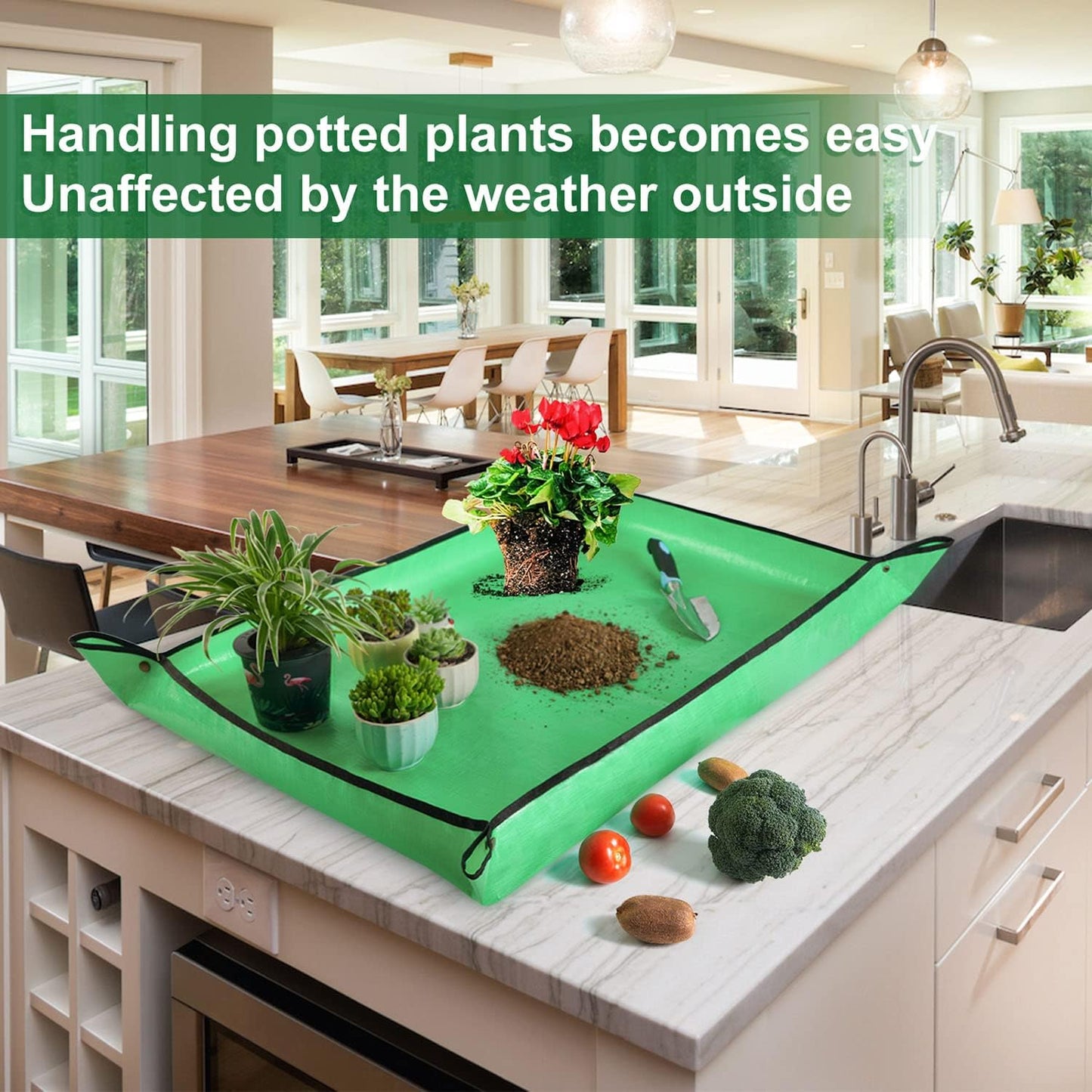Skiennix Large Repotting Mat - 39.5" x 31.5" Portable Gardening Tray for Indoor Plants & Succulents