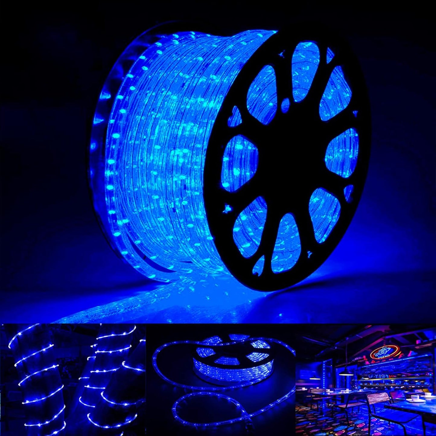 Skiennix 200ft LED Rope Lights - Waterproof Flexible Tube Lighting with 8 Modes | Blue for Outdoor & Indoor Decor