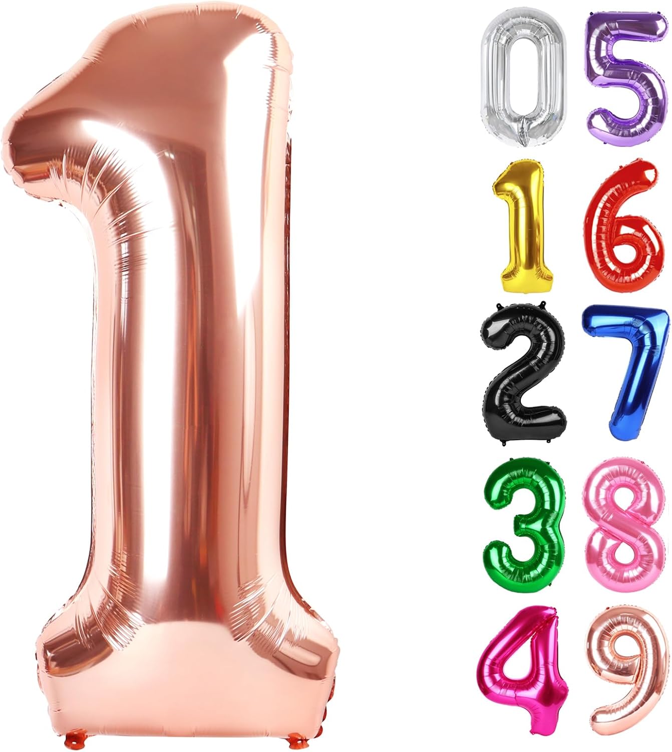Rose Gold Number 1 Balloon - 40 Inch Shiny First Birthday Decoration for Baby Boy or Girl
