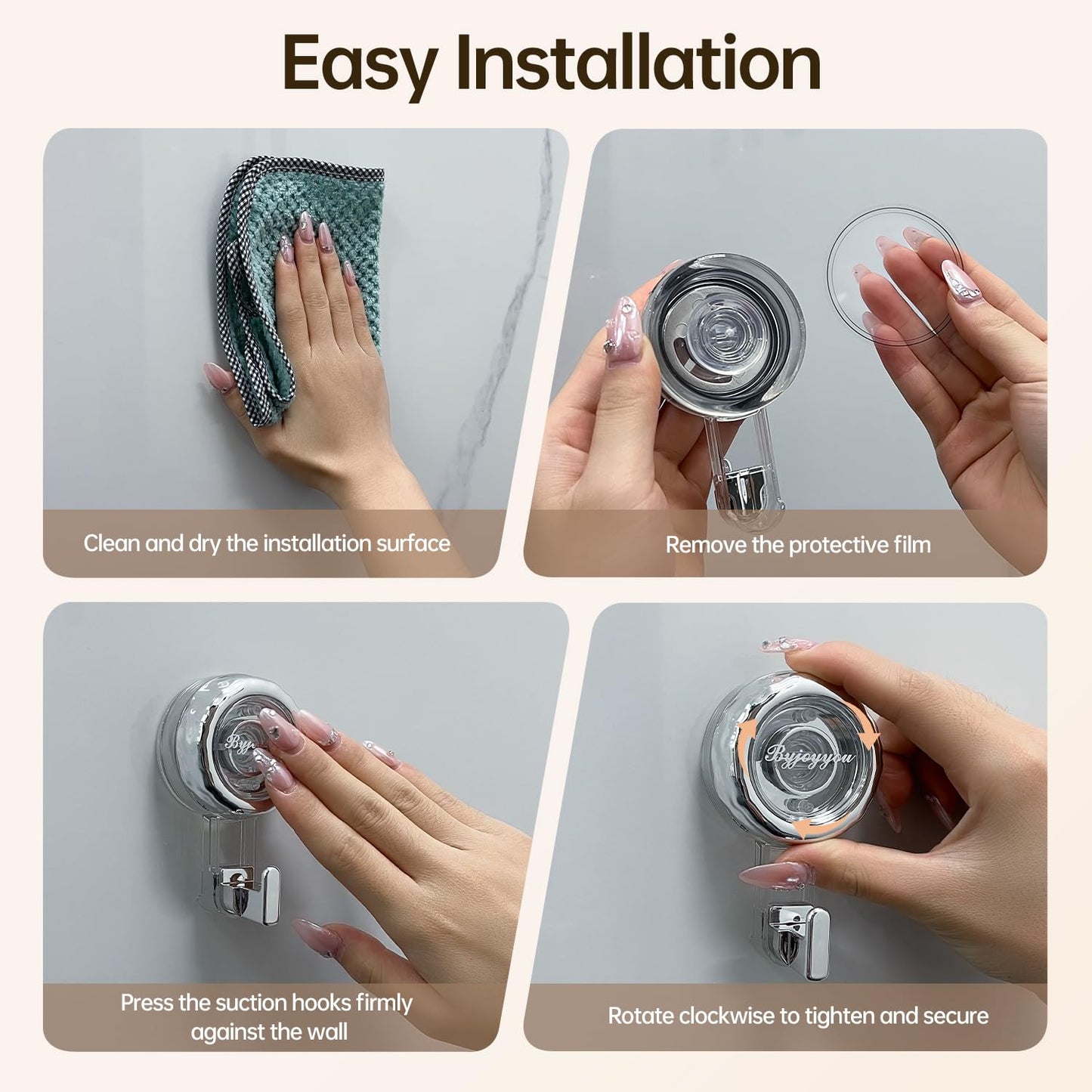Nicespce Heavy Duty Suction Cup Hooks, Strong Suction Hanger for Wreath, Shower, Window & Glass Door. Waterproof Outdoor Hooks for Bathroom Wall Hanging - Removable, No Drilling