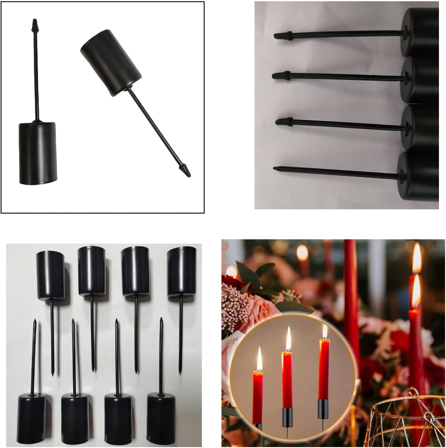 Skiennix Candle Holder Stakes - Heavy Duty Taper Candlestick Holders for Floral Centerpieces | 4 Pack