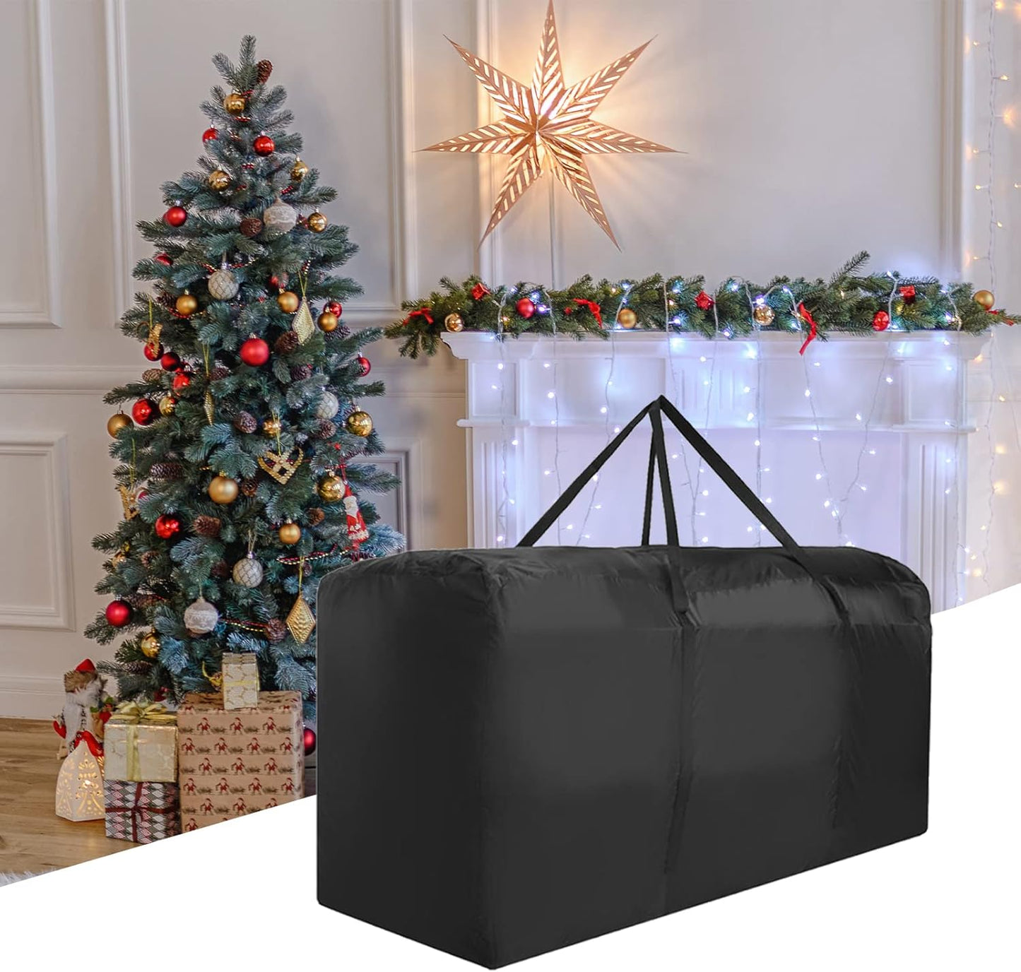 Skiennix Heavy-Duty Christmas Tree Storage Bag - Dual Zipper & Durable Handles | Fits Up to 12 ft Trees