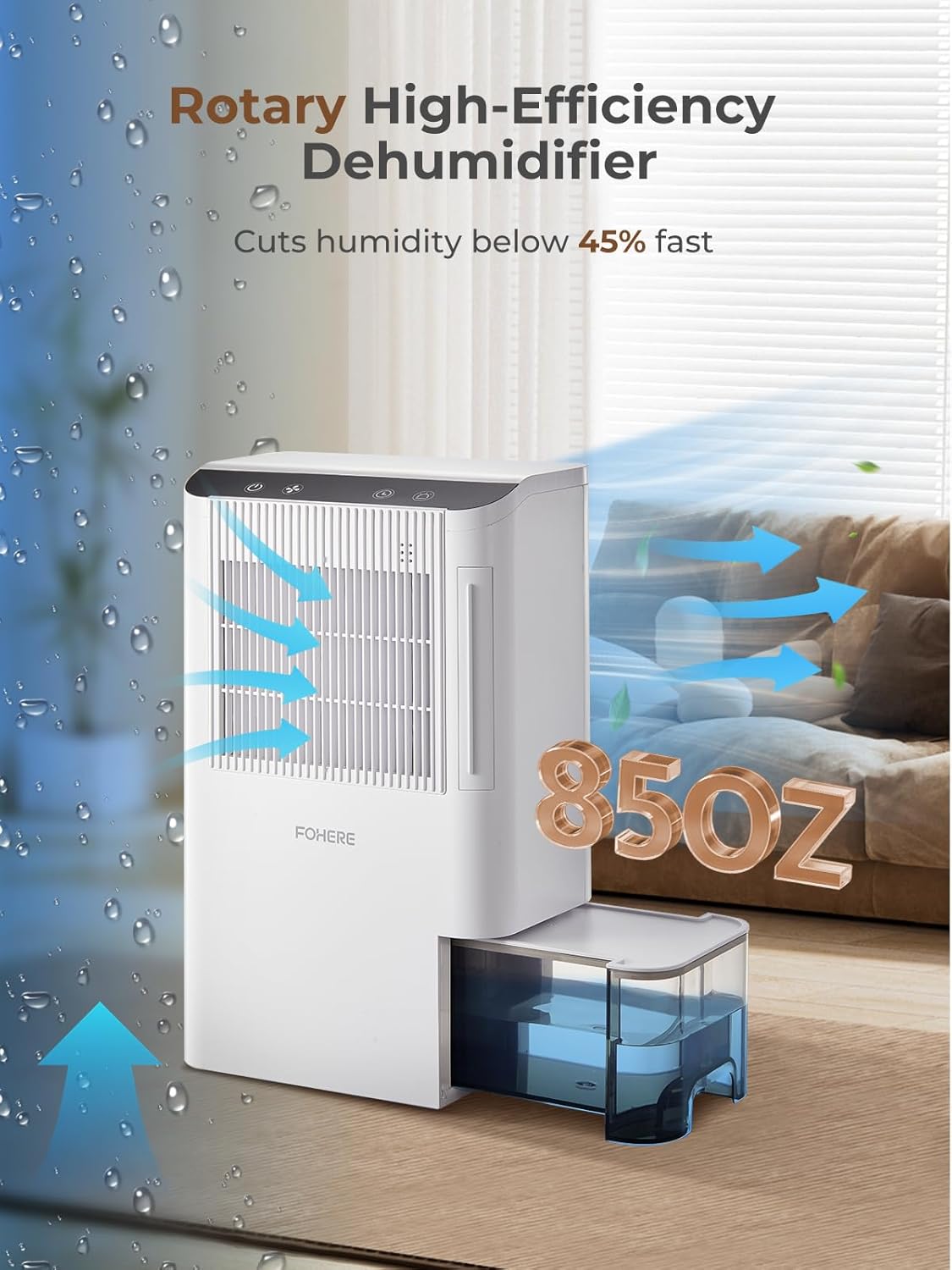 Skiennix Dehumidifier - 2000 Sq.Ft. Capacity with Auto Shut Off & 7 Color Light | Ideal for Home, Basement & Bathroom