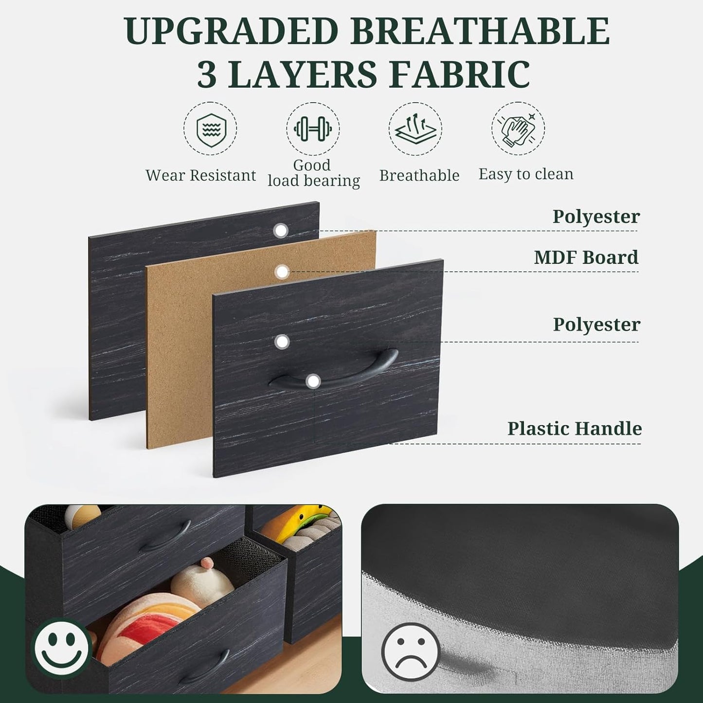 Regine Switzerland 8-Drawer Dresser - Anti-Tip Tall Storage Organizer with Wooden Top & Metal Frame | Charcoal Black