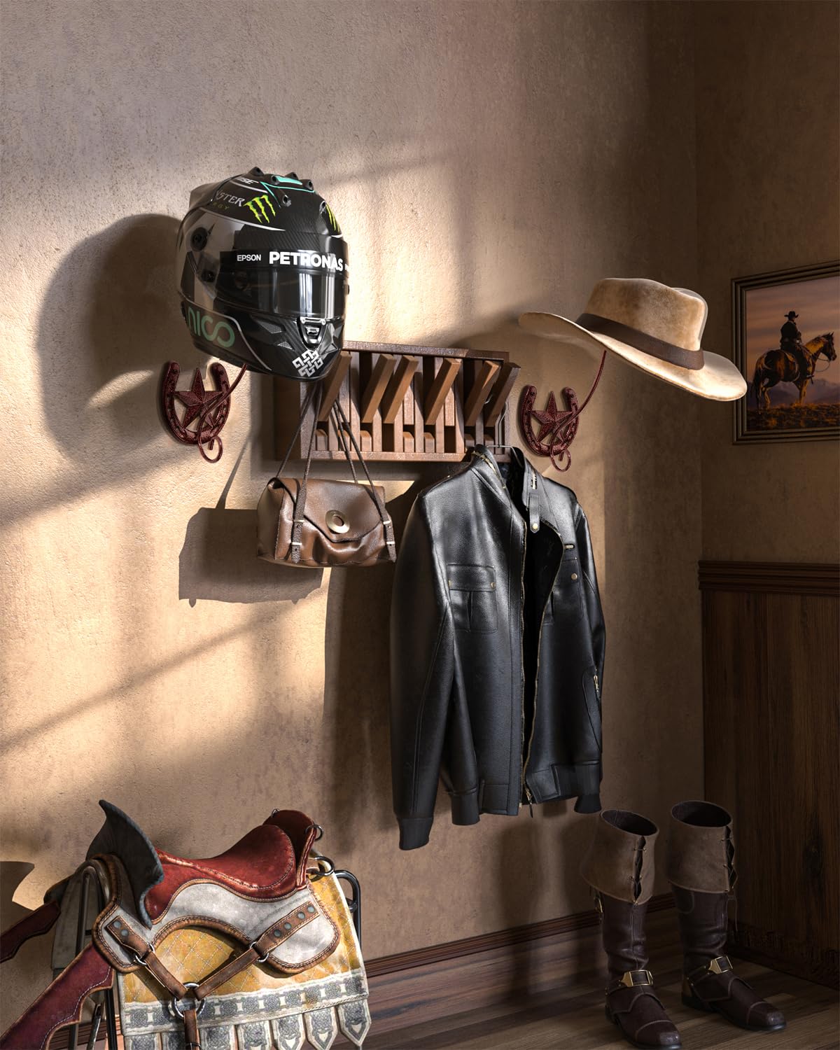 HYDERMUS Cowboy Hat Organizer Rack for Wall 4 Pack Metal Cowboy Hat Holder Wall Mounted Iron Western Wall Decor Horseshoe Hat Hanger for Storage and Display at Closet Bedroom Living Room