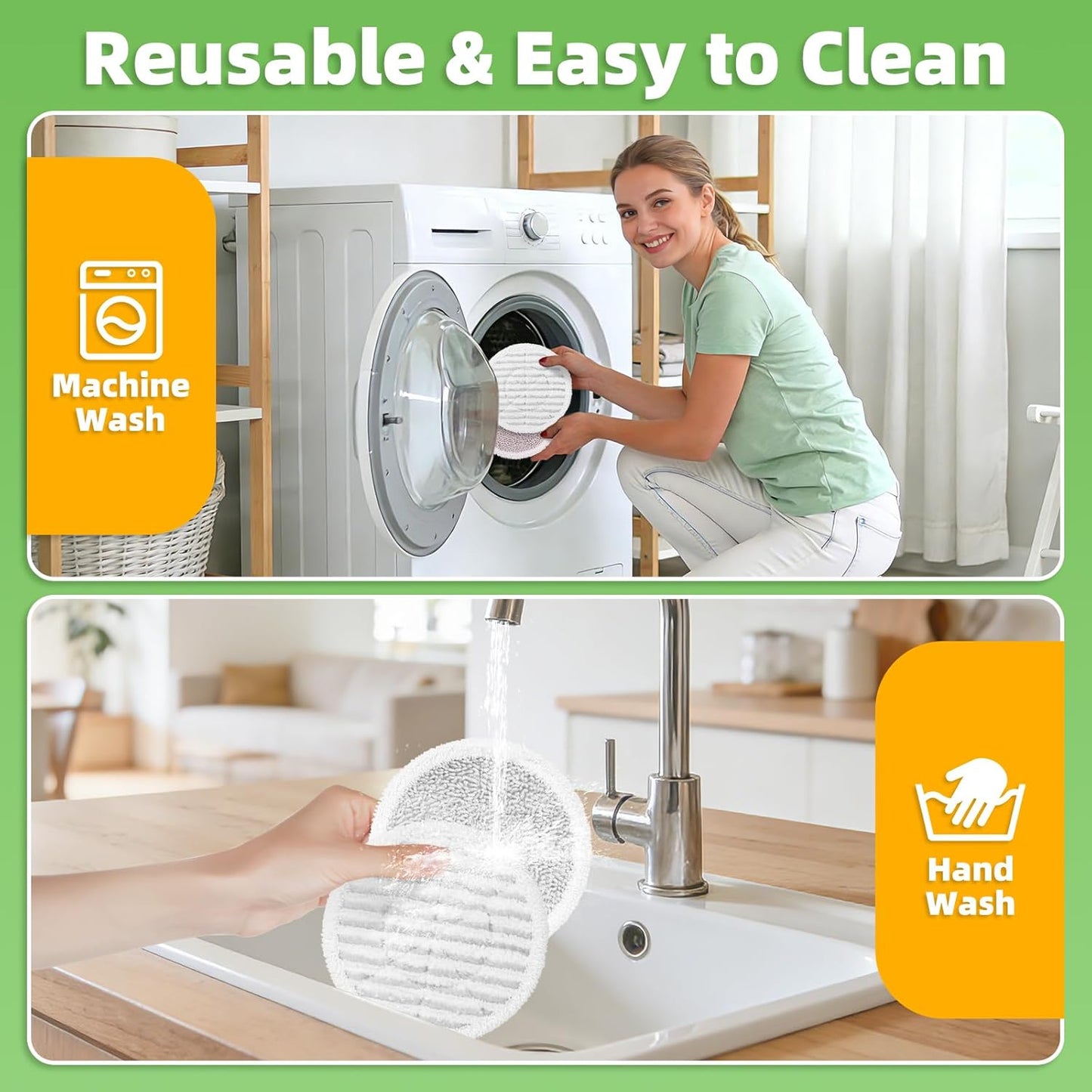 Shark Steam Mop Replacement Pads - 8 Pack Dirt Grip Soft Scrub Washable Pads for All Sealed Hard Floors