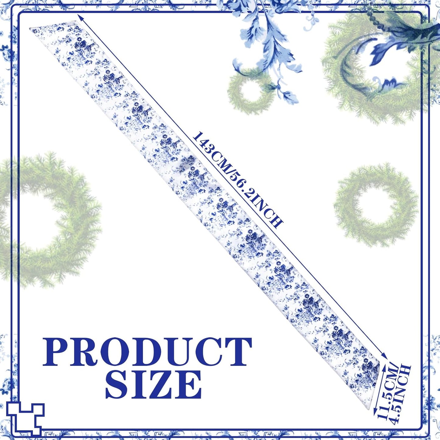 Skiennix Wreath Sash Set - Reversible Chinoiserie Decor for Monogram Garland | Indoor/Outdoor Use