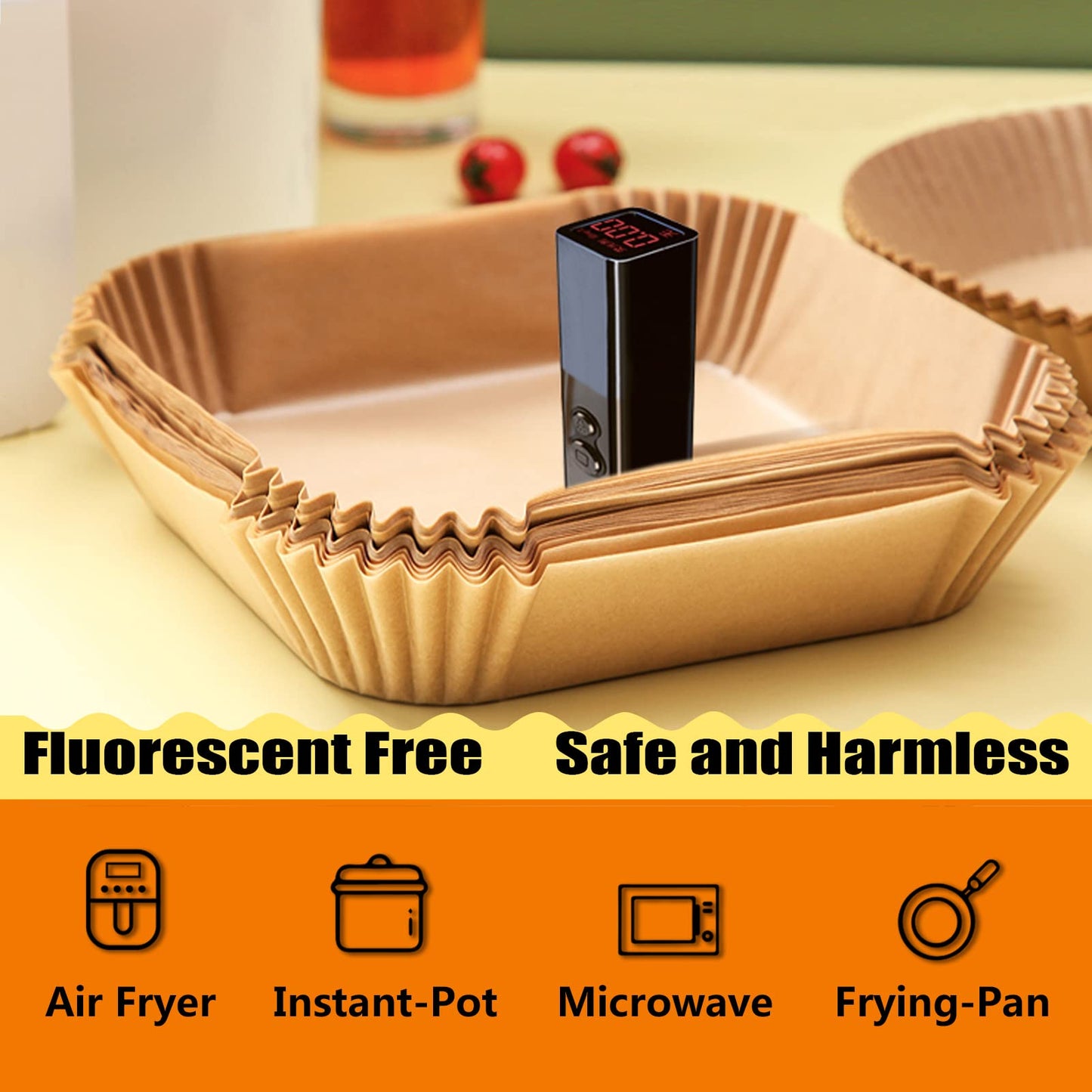 Air Fryer Liners Disposable, Large Airfryer Liners 10 Inch Square, Non-stick Air Fryer Paper Liners Oil Resistant, Waterproof Air Fryer Parchment Paper Liners for Roasting Microwave
