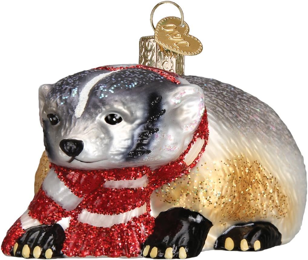 Handcrafted Badger Glass Blown Ornament - Unique Christmas Tree Decoration
