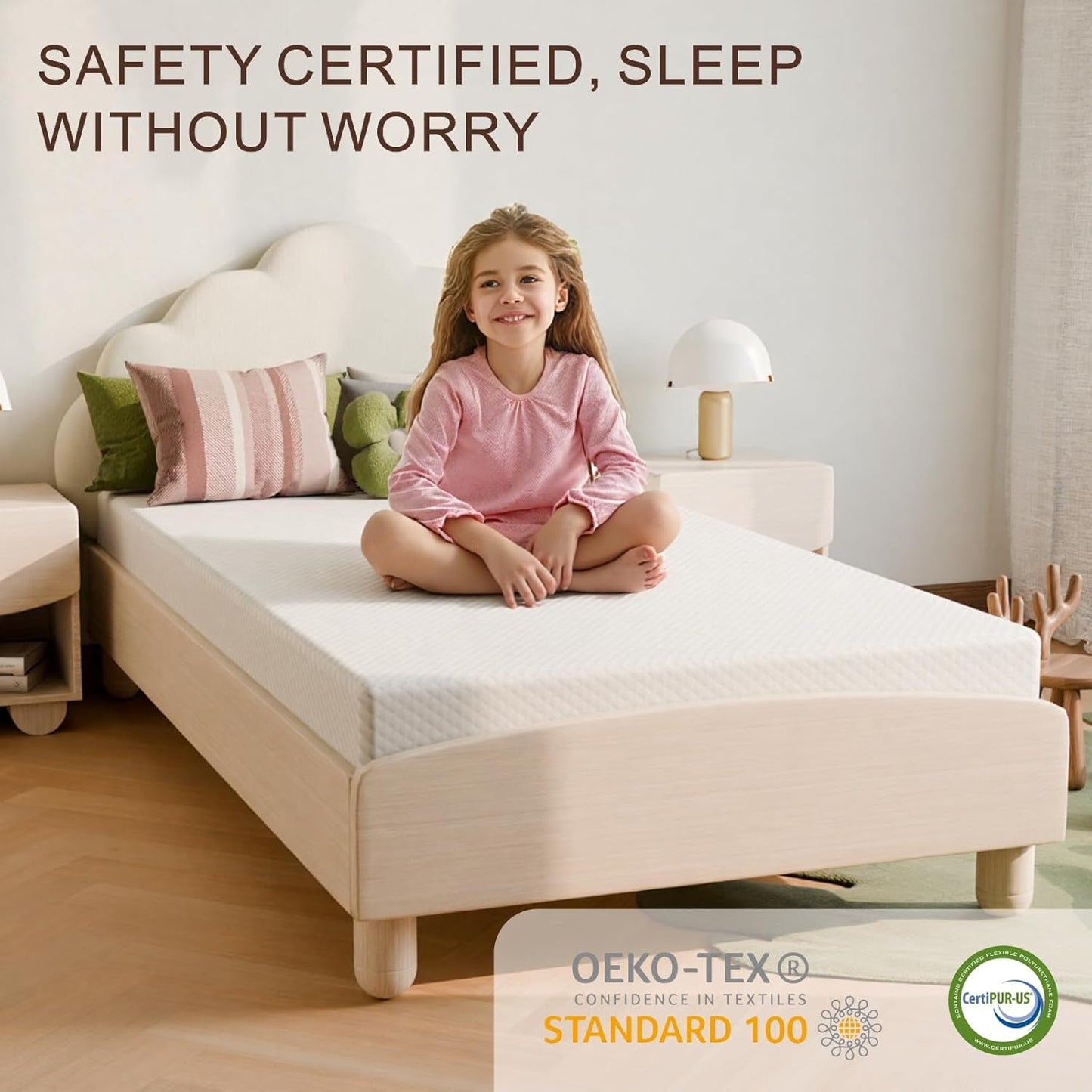 Skiennix Twin Mattress - 5-Inch Medium Firm Cooling Gel Memory Foam - Safe & Fiberglass-Free for Kids