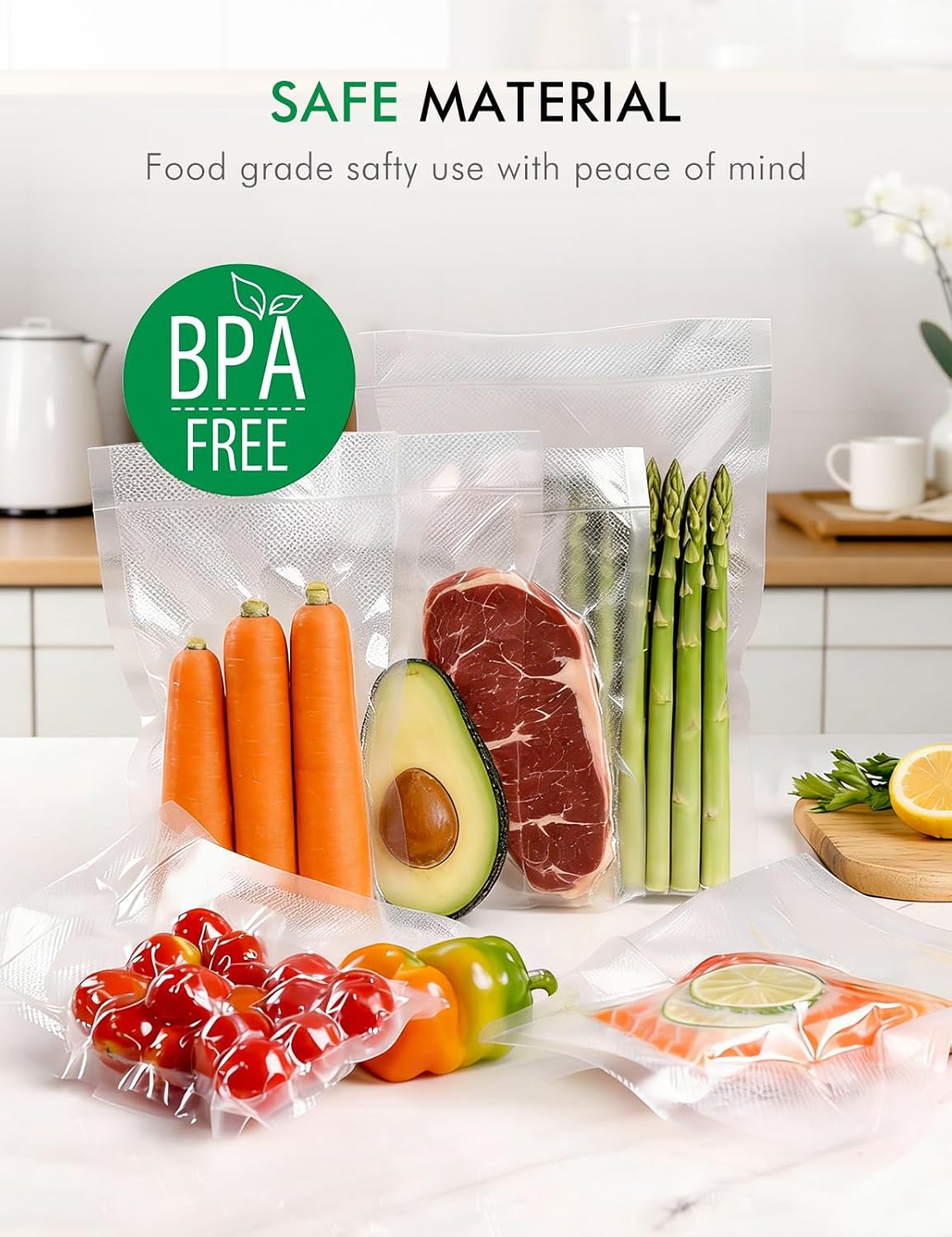 Vacuum Sealer Bags - Commercial Grade BPA-Free Food Storage | 150 Quart, 11"x16", 8"x12", 6"x10" Sizes