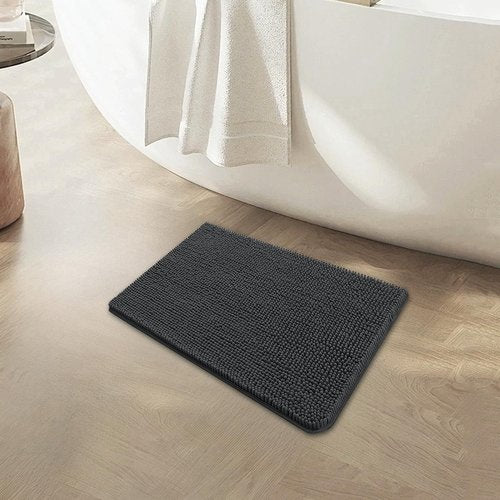 BOANKODU Bathroom Rugs - Extra Soft Chenille Bath Mats | Quick Dry, Machine Washable, 15x23, Dark Grey