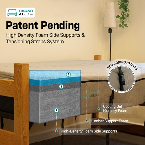 Expand a Bed 3-Inch Twin XL Mattress Topper - Lumbar Support & Cooling Gel Memory Foam - Breathable, Medium-Firm Design with Washable Cover