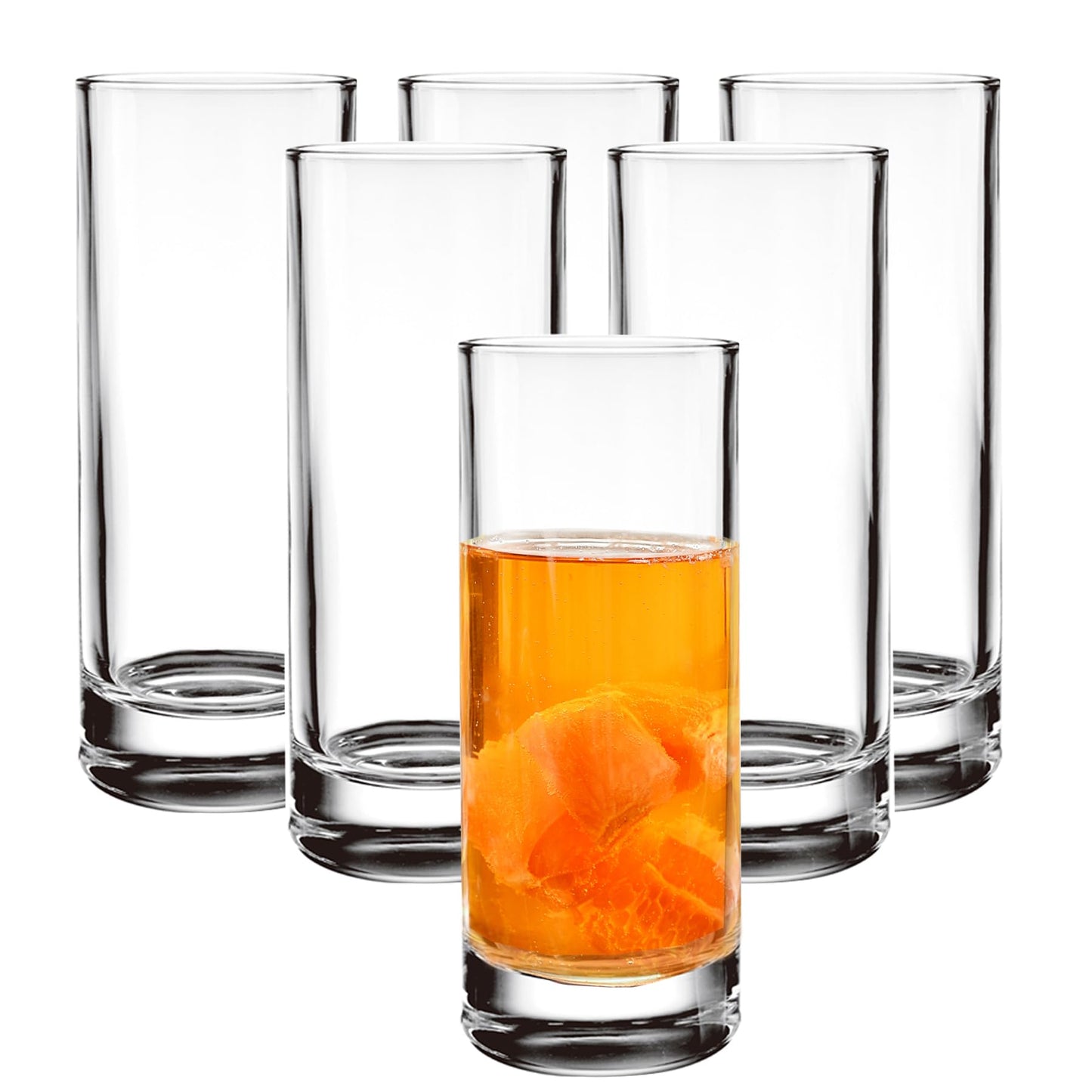 binsakao Premium Highball Glass Set - Elegant Tom Collins Glasses Set of 6-9 oz Tall Drinking Water Glasses - Bar Glassware for Mojito, Whiskey, Cocktail