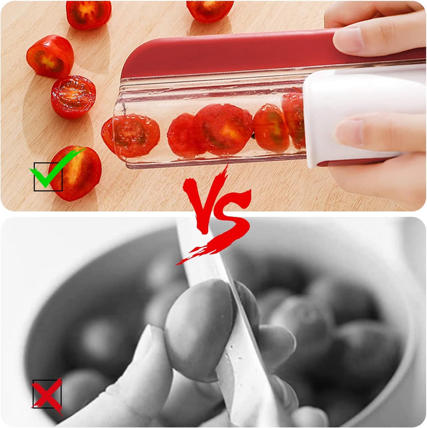 Tomato Slicer - Multi-Function Grape Cutter & Small Fruit Slicer | Green Kitchen Accessory