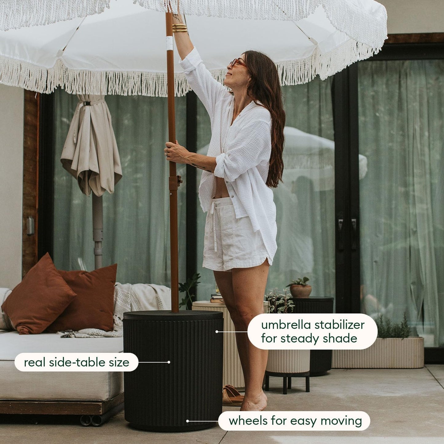 Veradek Umbrella Side Table - Durable Outdoor Patio Table with Umbrella Hole | Modern Design for Porch, Picnic, or Poolside
