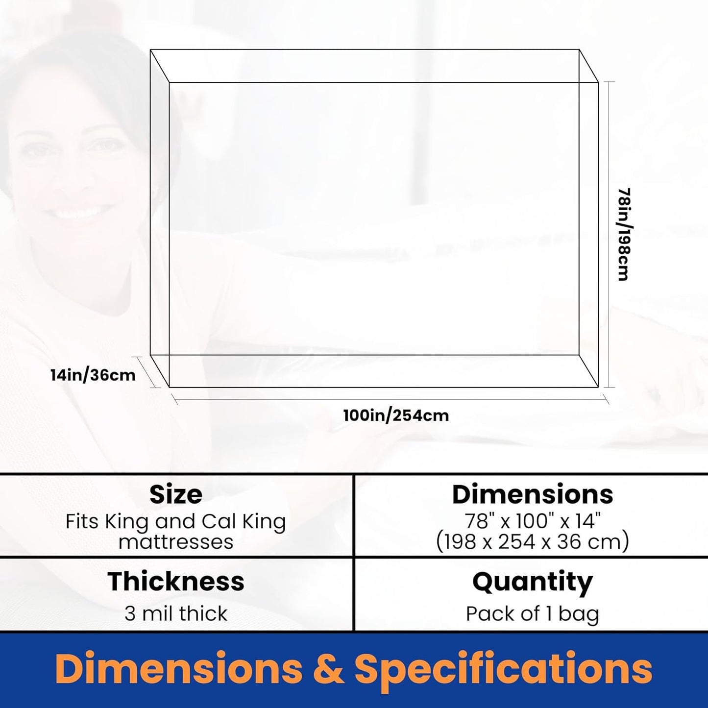 VICMORE Heavy-Duty Mattress Bag - Tear-Resistant Protector for King/Cal King Size | Transparent & Easy Fit