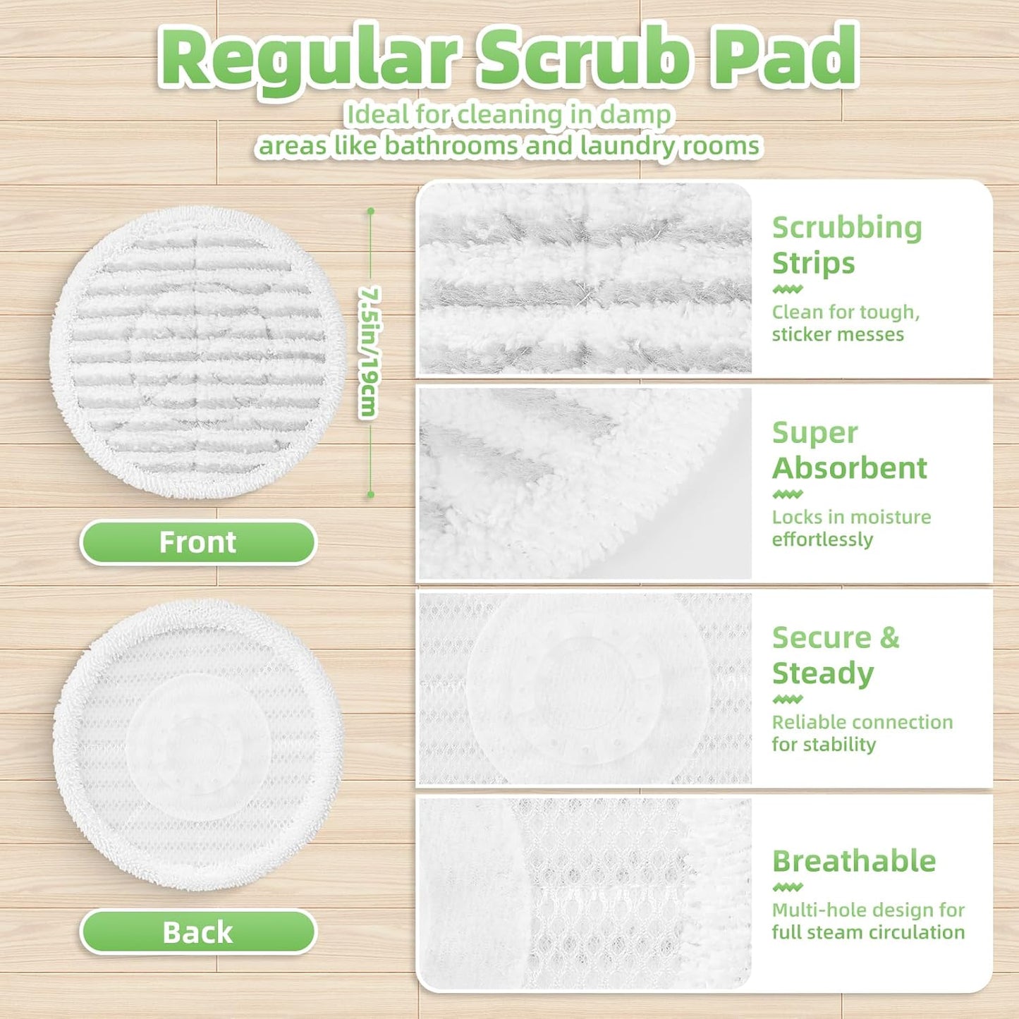 Shark Steam Mop Replacement Pads - 8 Pack Dirt Grip Soft Scrub Washable Pads for All Sealed Hard Floors