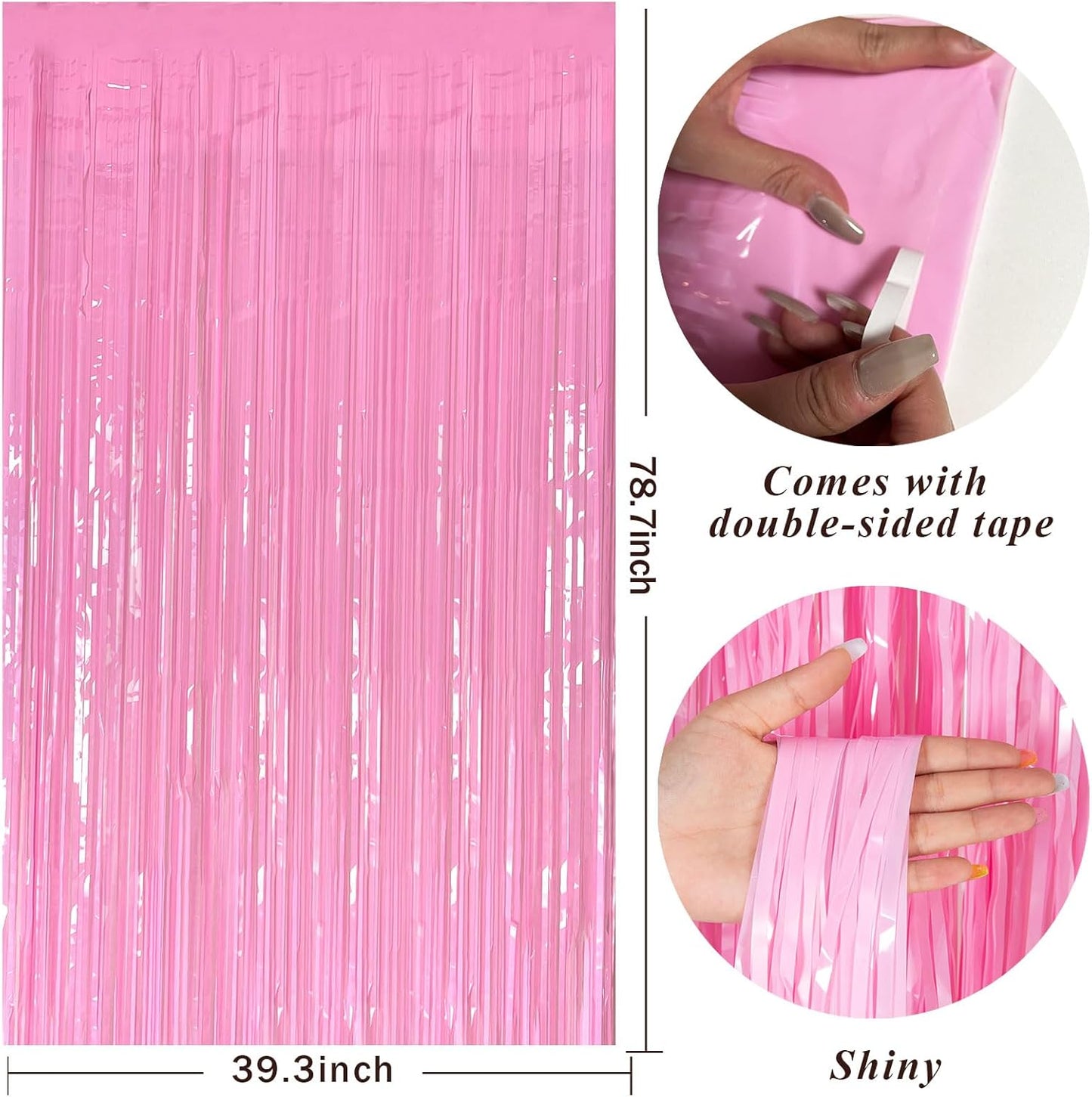 Regine Switzerland Pink Foil Fringe Streamers - Elegant Backdrop Curtains for Birthday & Graduation Celebrations