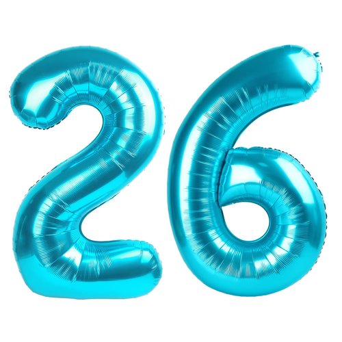 Blue Number 26 Balloon 40 inch, 26 Number Balloons, 26th Blue Birthday Decorations, 26 Year Old Women Men blue Party Supplies
