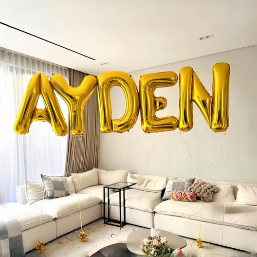 Giant H Alphabet Balloon Letters, Gold Self Inflating Custom Letter Balloons Birthday Decor, 40 Inch Helium Mylar Foil Name Word Balloons for Girls Men Anniversary Party Graduation Decoration Supplies