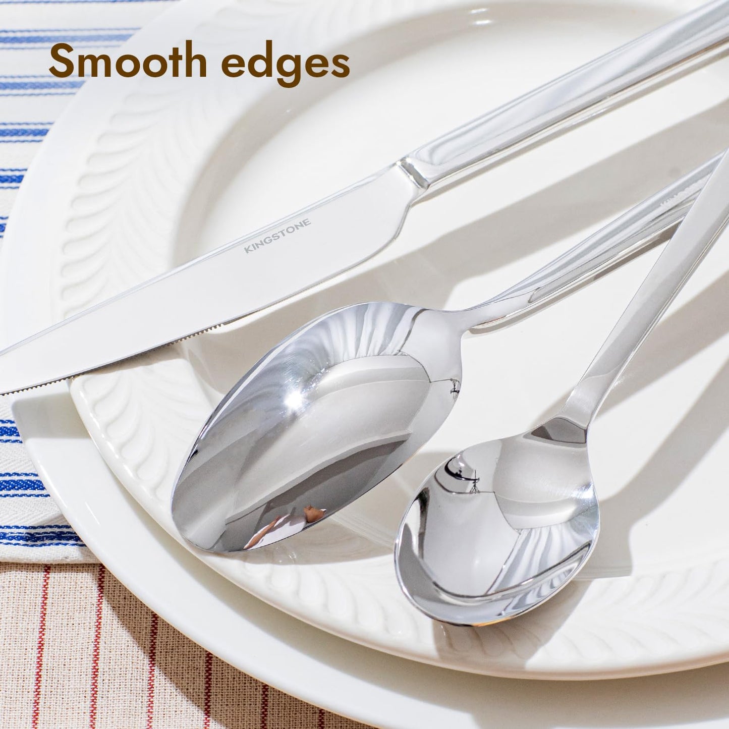 KINGSTONE Silverware Set, 40-Piece Flatware Cutlery Set Premium Stainless Steel, Service for 8, for Kitchen, Home, Wedding, Party, Mirror Polished and Dishwasher Safe
