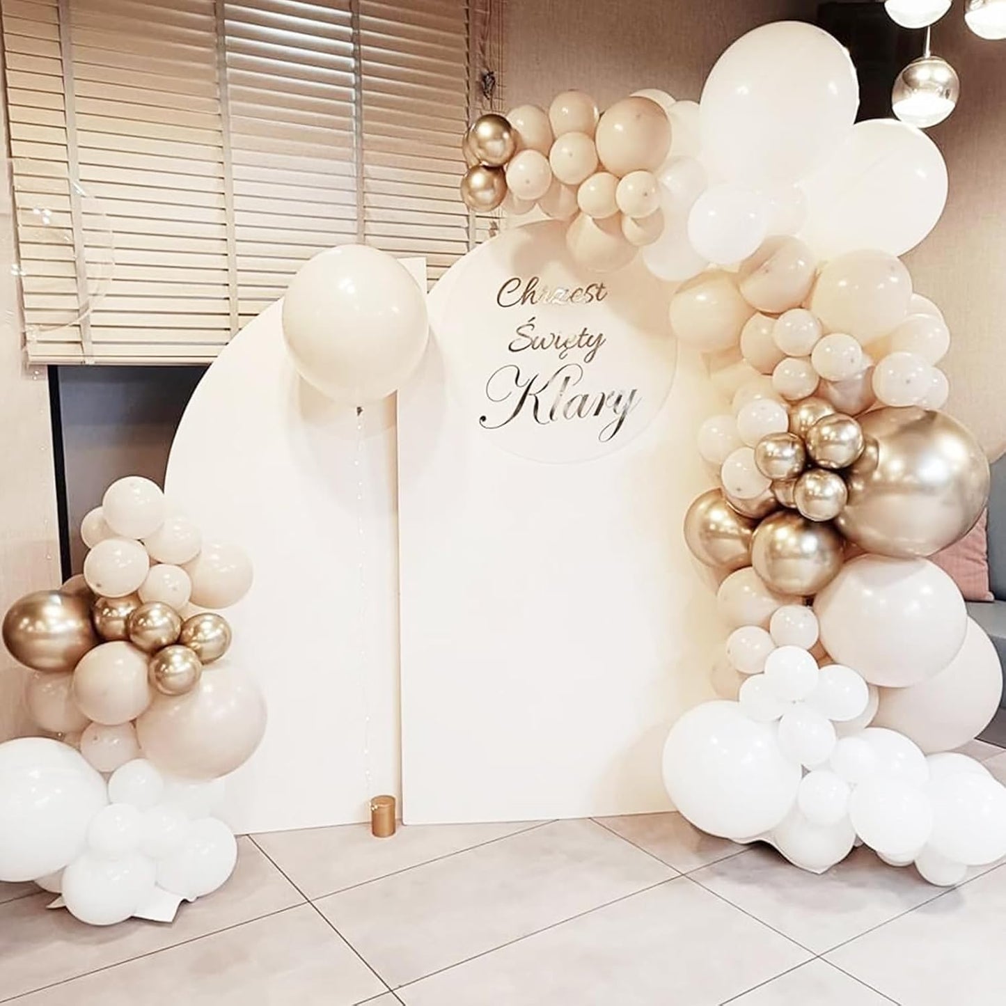 Voircoloria White Sand Balloons - 90 Pack Balloon Garland Kit for Weddings, Showers & Celebrations | 5-18 Inch Sizes