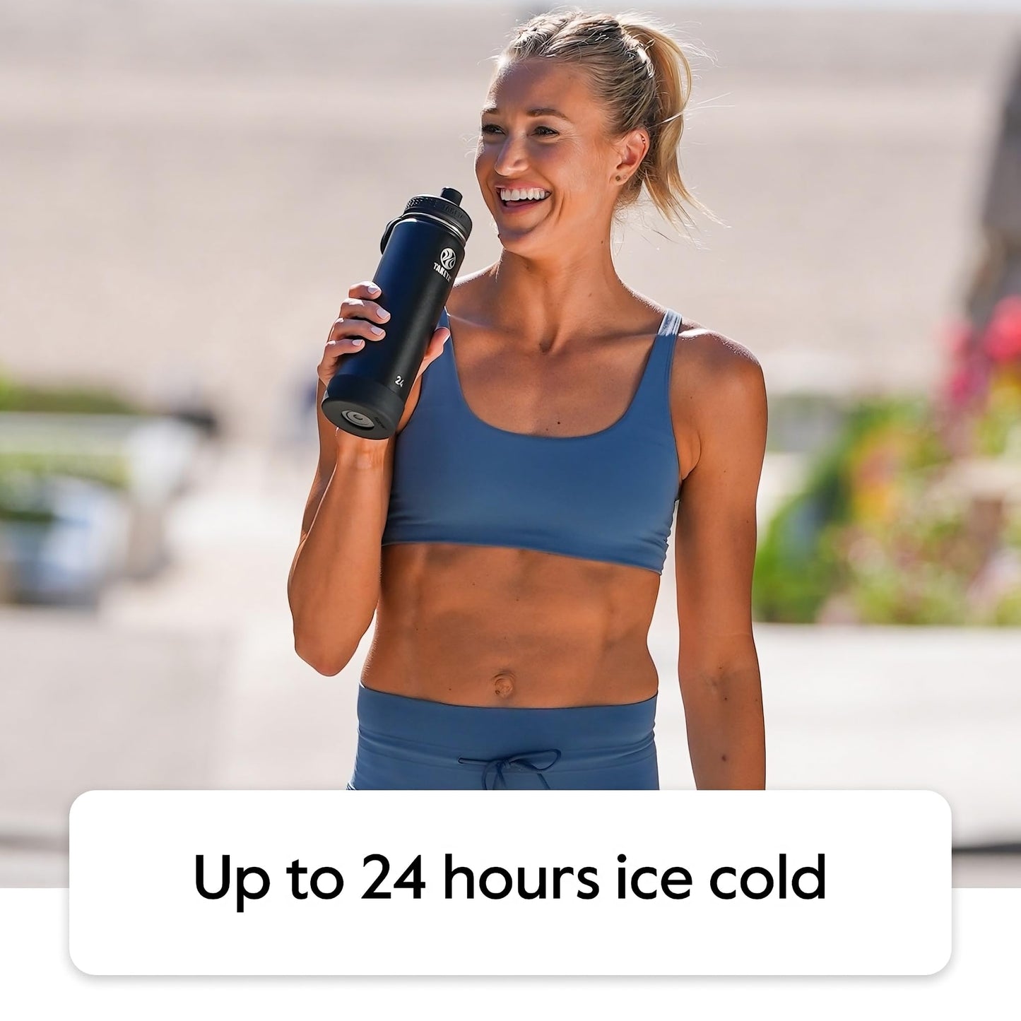 Takeya Actives Stainless Steel Water Bottle, Insulated Spout Lid, Keeps Drinks Cold 24 Hrs, Leakproof, Durable, Dishwasher Safe, Ideal for Gym, Travel, Fits Most Cup Holders, 18 oz/Midnight Blue