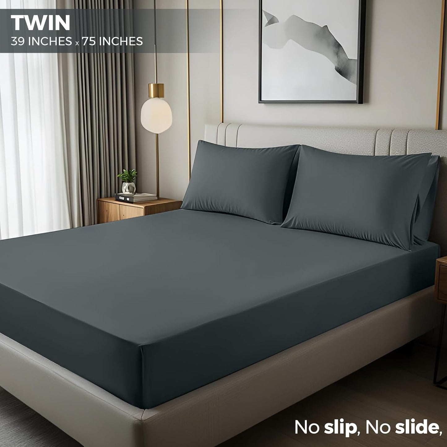 Utopia Bedding Twin Fitted Sheet - Soft Microfiber - Deep Pocket - Fade Resistant - Easy Care (Grey)