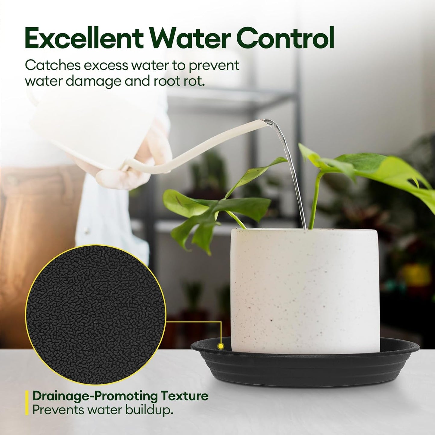 VIVOSUN 5-Pack Heavy Duty Nonwoven Fabric Pots - 1 Gallon with 6 Plant Saucers | Indoor Use, 8-12 Inch Trays